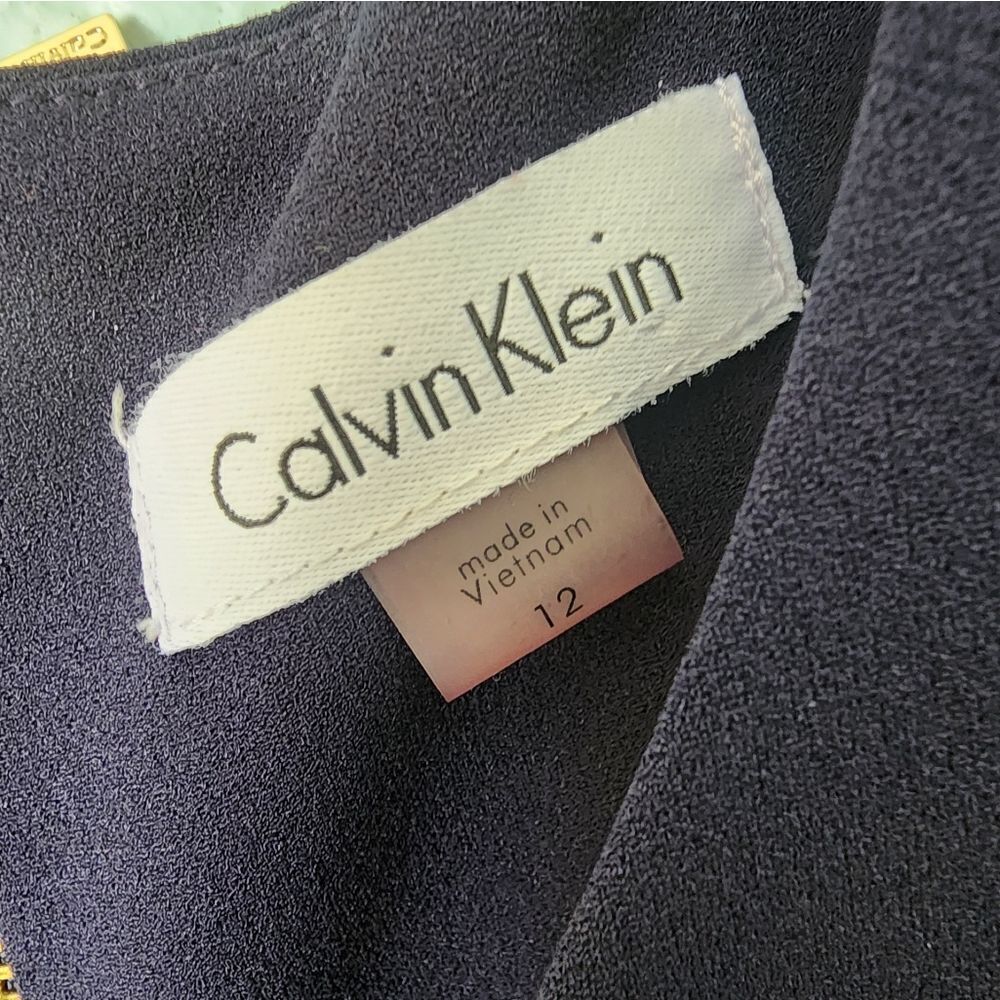 Calvin Klein Blue Sheath Dress Sleeveless Crew Neck High Low Hem - Picture 4 of 12